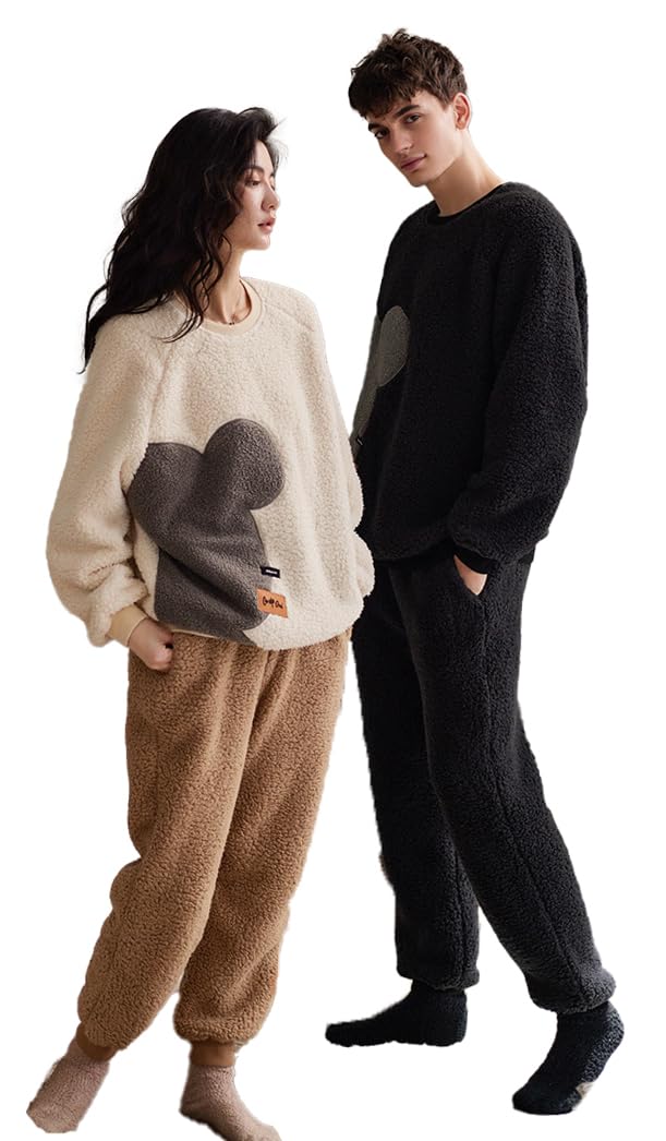 Lemon Tree 7 Cute Winter Roomwear, Loungewear, Women's, Men's, Couple, Fluffy Roomwear, Top and Bottom Set, Pair Pajamas, Gift, Wedding Gift, Present, Pair Pajamas, Pocket, Warm, Duck, Character