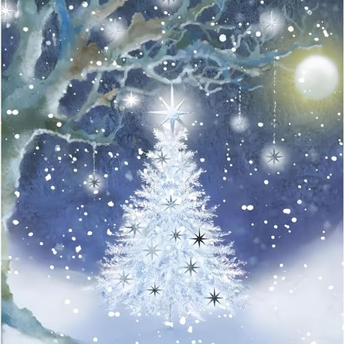 GBCC Charity Christmas Cards Pack of 10 - Charity Christmas Cards with Moonlit Tree Design - Eco-Friendly Xmas Cards Multipack with Envelopes