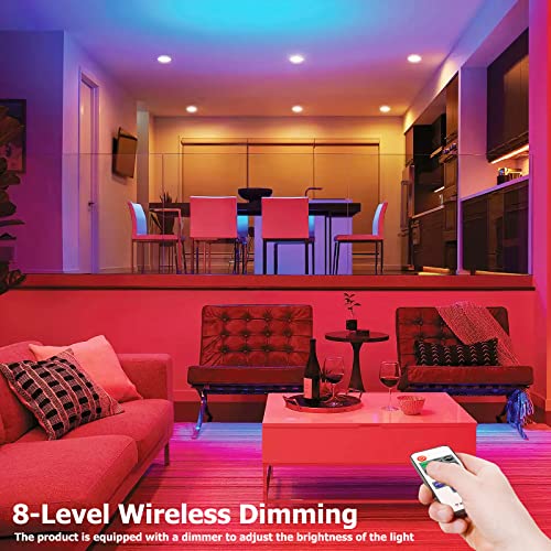 Image of Neon Rope Lights, 16.4ft Rope Lights with Dimmable Remote and Adapter, Waterproof Flexible Smart Led Strip Lights for Bedroom, Super Bright, DIY Neon Sign, Indoors Outdoors Wall Decor, Red