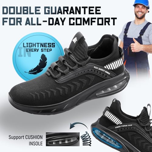Steel Toe Shoes for Men Women Lightweight Cushion Sneakers Slip Resistant Safety Work Shoes Indestructible Sneakers3