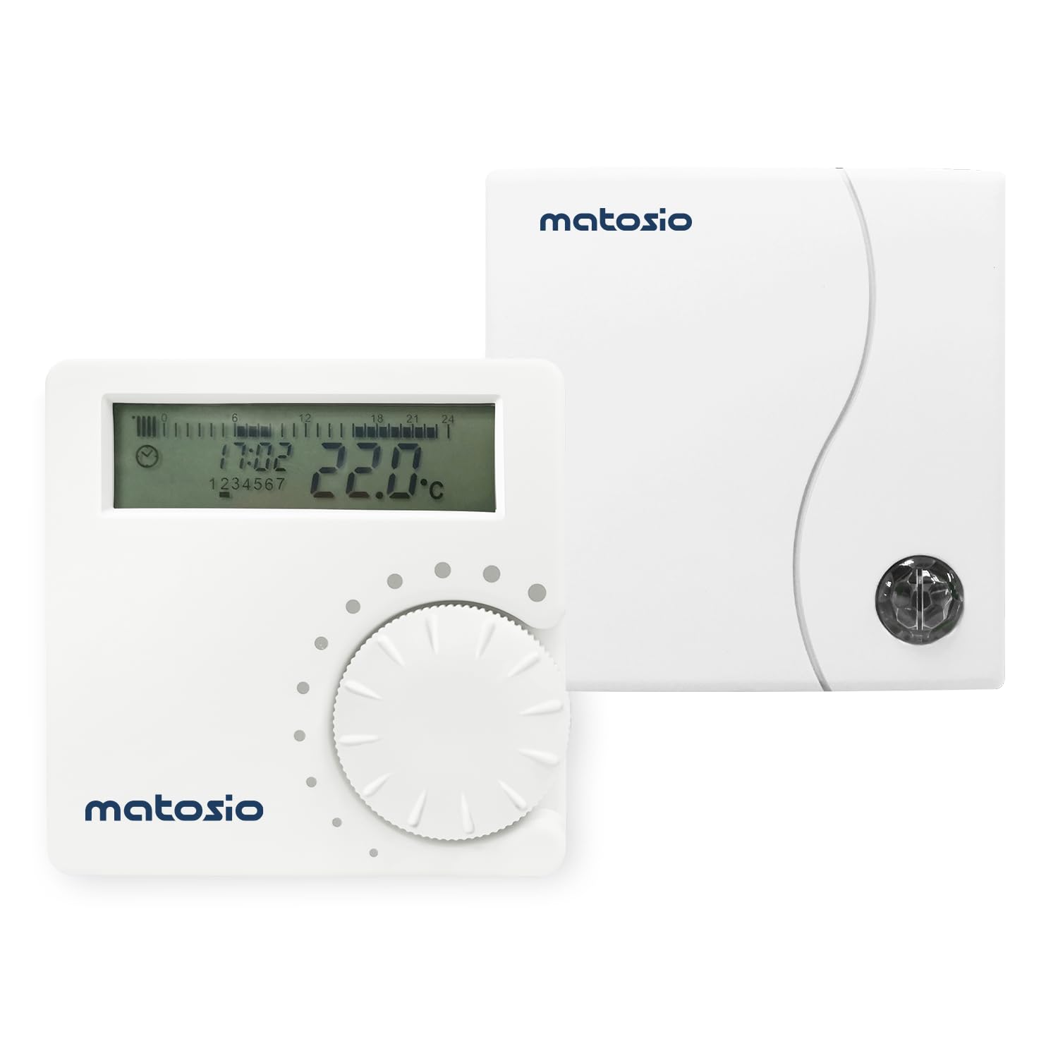 Matosio TH611 Wireless Programmable Thermostat with Receiver, Boiler, Wall Ambience, White
