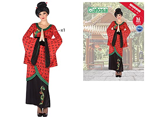 ATOSA Chinesisches Mädchenkostüm Für Karneval – Kimono In Rot, Größe 7-9 Jahre, Inkl. Aufhänger-Tasche