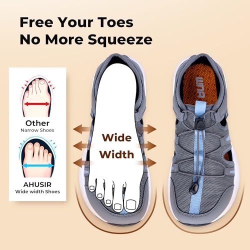 Image of Mens Closed Toe Wide Width Hiking Sandals Summer Walking Water Shoes Comfortable Recovery Fisherman Sport Sandals