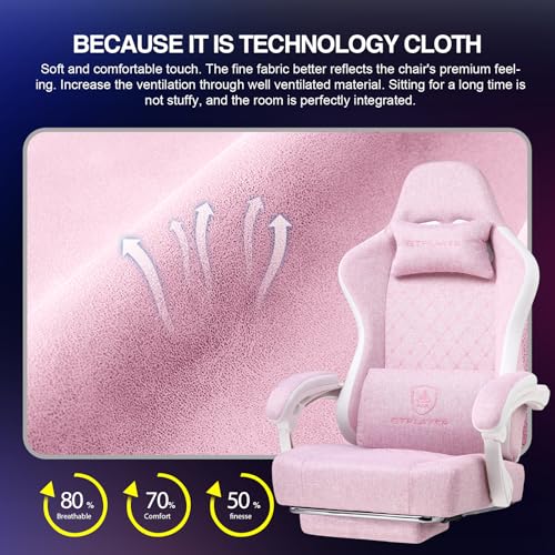 GTPLAYER Gaming Chair, Computer Office Chair with Pocket Spring Cushion, Linkage Armrests and Footrest, High Back Ergonomic Computer Chair with Lumbar Support Task Chair with Footrest