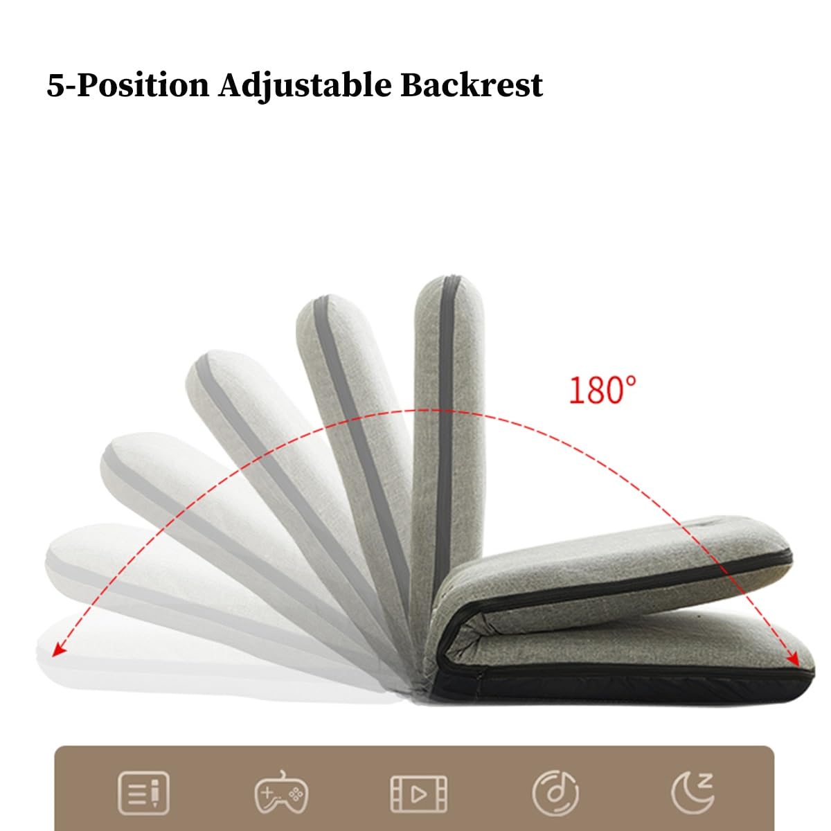Silla De Meditación Plegable con Respaldo para Adultos, Silla De Piso Japonesa Acolchada con 5 Posiciones Ajustables para Sentarse, Jugar, Leer, Mirar, Hacer Yoga,/Green-One Size