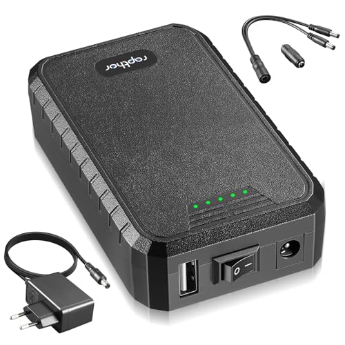Rapthor Batteria ricaricabile portatile 12 V 3250 mAh agli ioni di litio con piccola uscita DC, caricatore e cavo DC5521