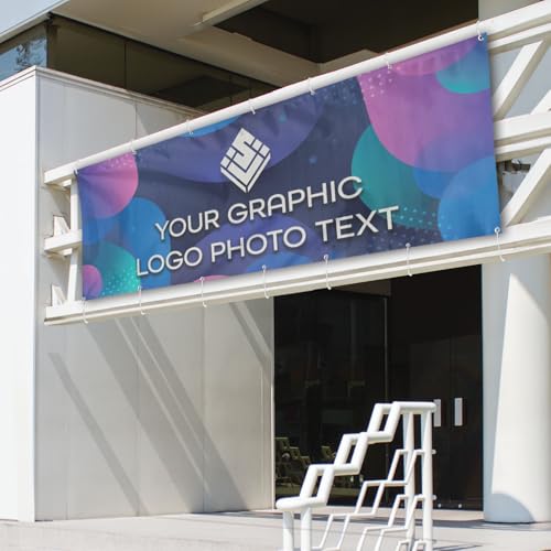 Banner Personalizzato con Foto/Logo/Testo Decorazione per Compleanno Banner per Interni ed Esterni Grande 300 x 100 cm XXL Bandiera per Eventi Festival Formato