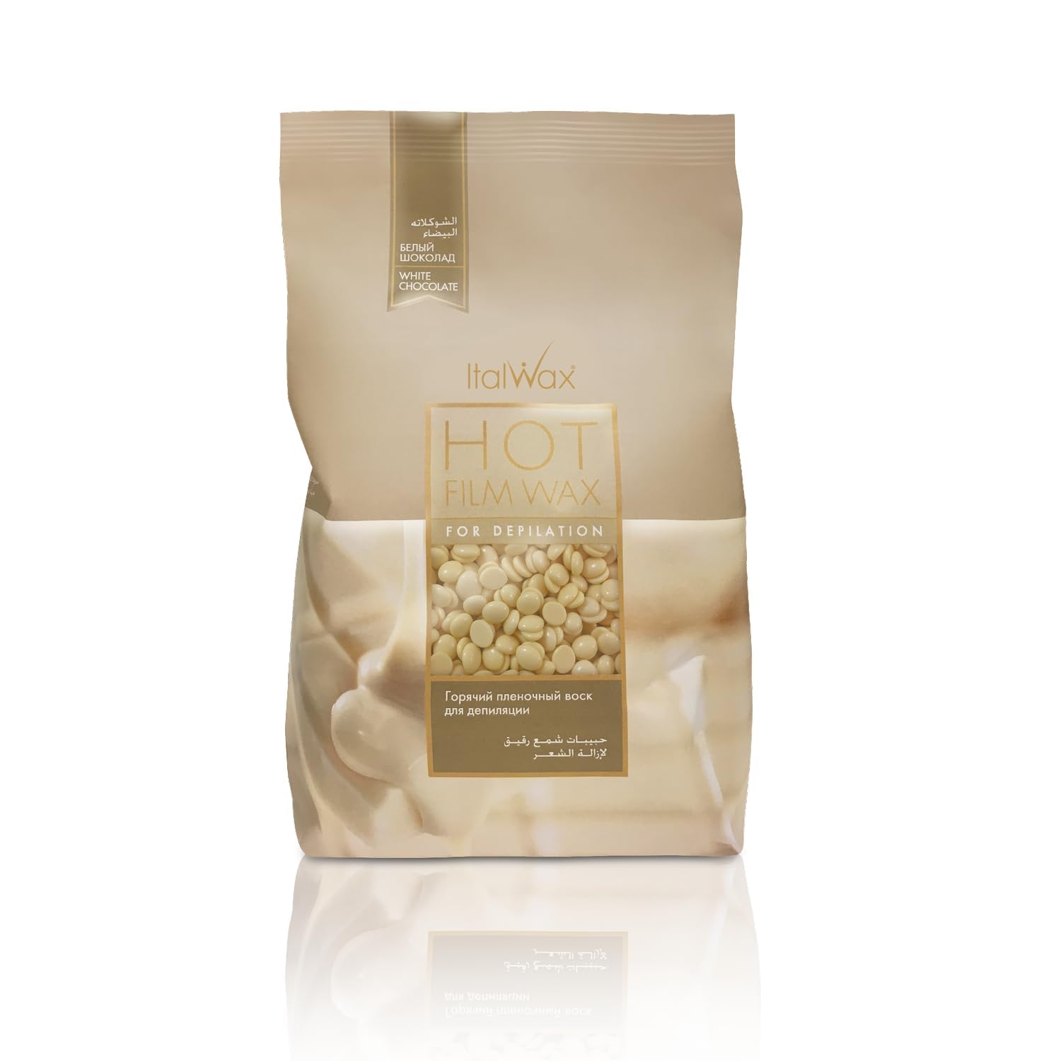 Italwax White Chocolate - 1kg Perline di cera a caldo per la depilazione senza strisce - Formula naturale per tutti i tipi di pelle – Aromatizzato vaniglia – Raccomandato per area bikini e ascelle