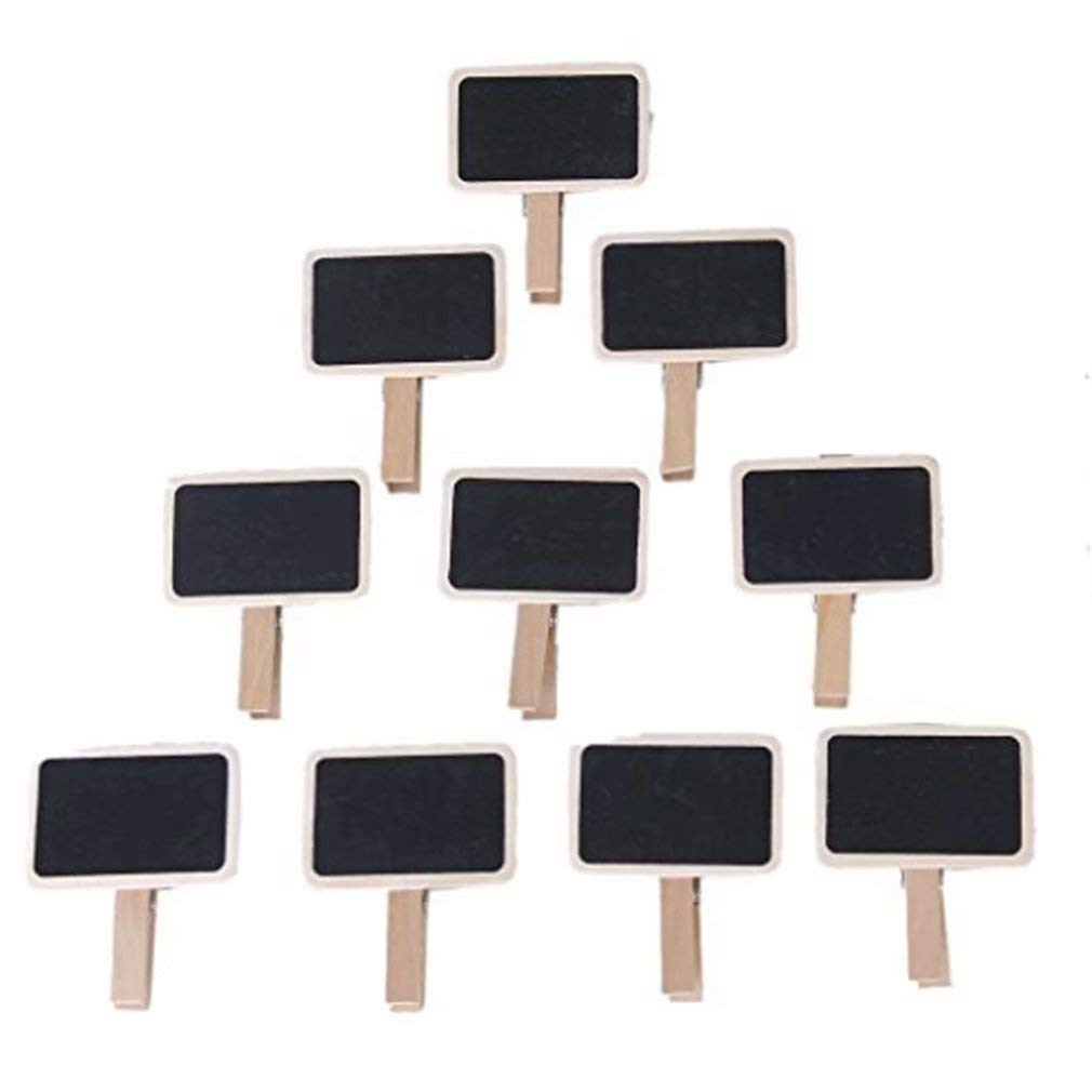 Doyeemei Blackboard Clip Heart and Square Mini Blackboard (with Clip Nails) Party Decoration Photo Clip Family Snack Clip Wedding Wooden Mini Message Board Square