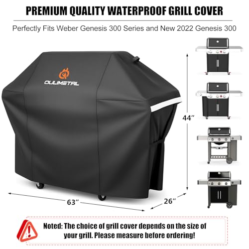 Image of 63 Inch Grill Cover for Weber Genesis /II 300 Series and New 2022 Genesis | 600D Waterproof Resistant Weather‑Protective BBQ Premium Outdoor Grill Cover for 4-5 Burners Gas Grill,Compared to Weber 7757