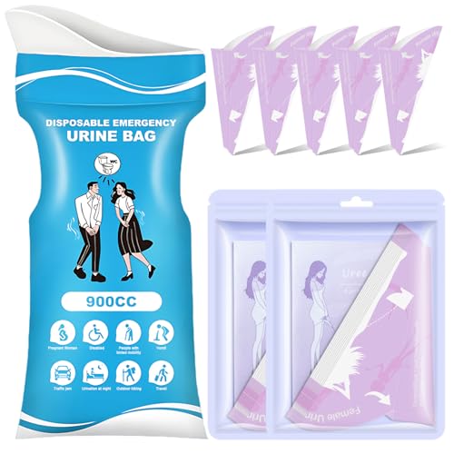 20PCS Urinella für Frauen + 8PCS Urinbeutel für Unterwegs 900ml, Tragbares Urinal Frauen im Stehen Pinkelhilfe, Einwegpapier Uriniergerät Tasse für Reisetoilette Camping Toiletten Auto Outdoor
