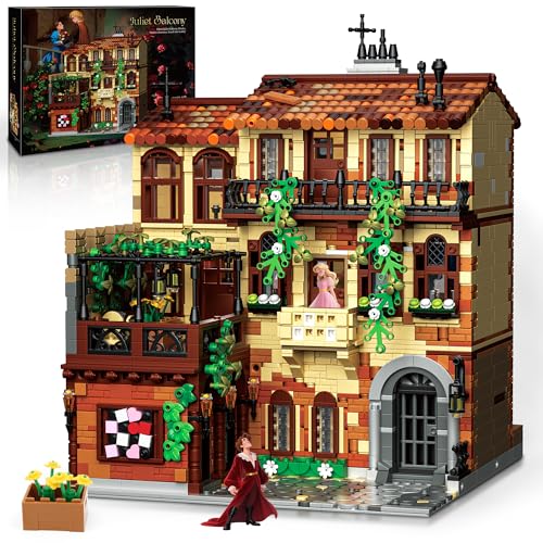 kiothdre Kit Construction Maison Balcon, 3800 PCS Architecture Renaissance Italienne avec Villa à 3 Niveaux, Balcon, Vignes Lierre, Jouet Bloc Maison pour Adulte & Adolescents, Décoration Intérieur