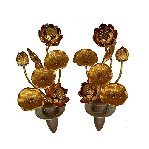 Amazon｜仏具 常花(金蓮華)4号7本立(一対入り) 常花高さ13.5cm｜花立