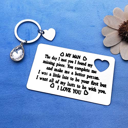 Engraved Wallet Insert Card for Husband Valentines Gift Couple Gifts To My Man Card Keychain Husband Gifts from Wife I Love You Gifts for Husband Boyfriend Christmas Anniversary Birthday Gifts for Men4