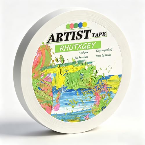 RHUTXGEY Artist Tape 0.5inch Wide 160FT Long Total Low Tack White Art Tape for Watercolor Paper Acid Free Artist Masking Painters Tape for Drafting Painting Canvas Framing