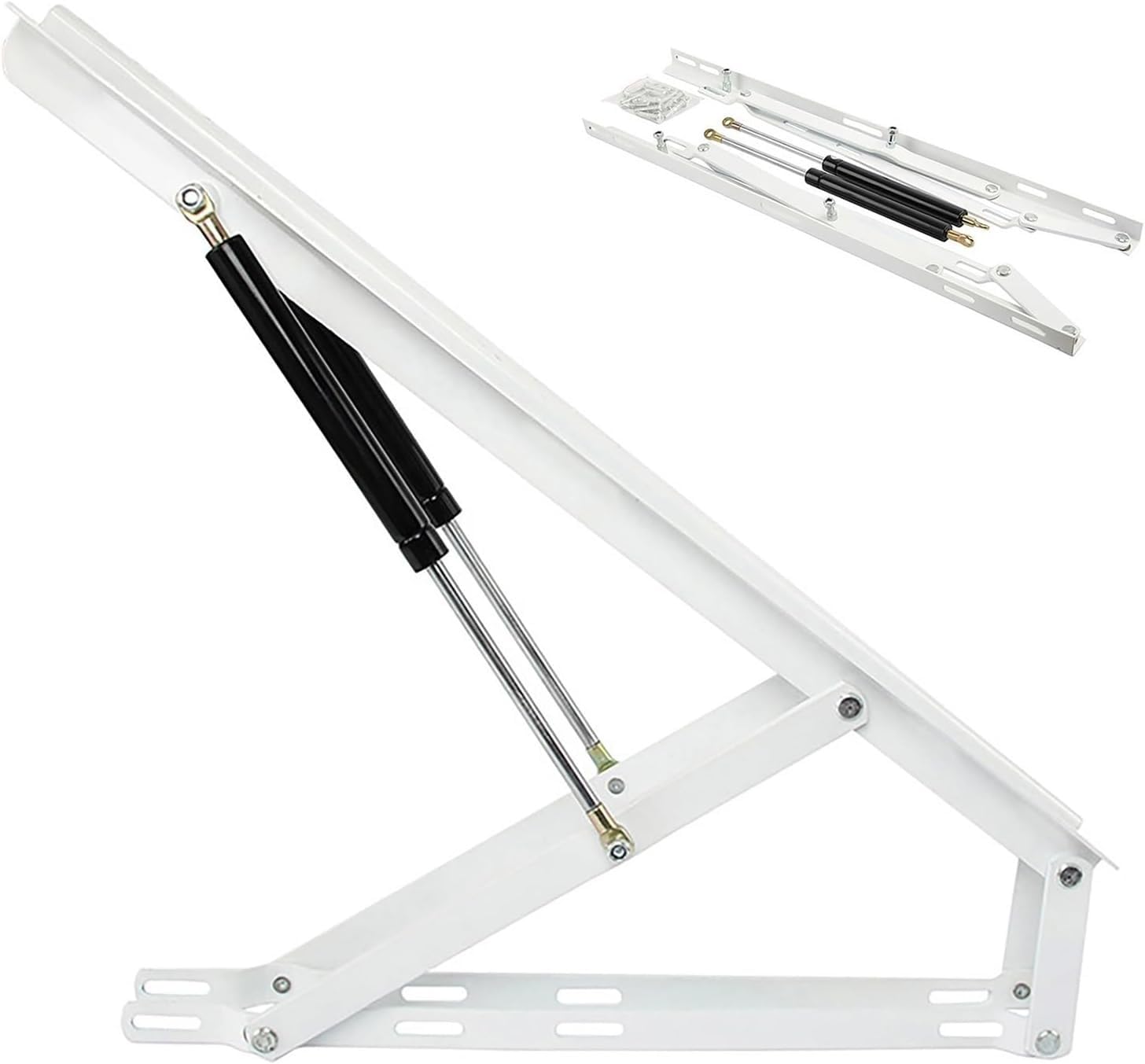 AGRUOPNC Bed Lift Mechanism 61/75/90/110/120/150cm Hydraulic Kit Tatami Support Rod High Box Furniture Heavy Duty Gas Spring Storage(White,90cm)
