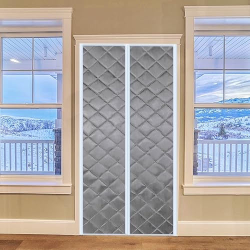 Tenda termica magnetica isolata termica, 80x190cm invernale, calda e ispessita, per evitare perdite di calore, adatta per ambienti climatizzati, riscaldamento, cucine e soggiorni(Grigio)
