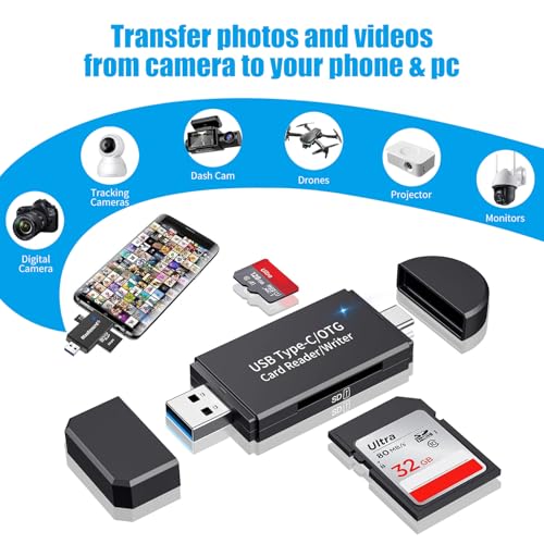 SD Card Reader, 3.0 Micro SD Card Reader & USB C Card Reader Memory Card Reader OTG SD Adapter for SDXC, SDHC, MMC, TF RS-MMC Micro SD and UHS-I Cards with Windows Smartphone Computer Laptop etc - Image 4