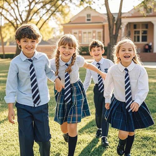 Boys Tie Pre-tied Striped School Ties for Boys/Kids, Adjustable Plaid Zipper Kids Tie for Party Graduation Casual2