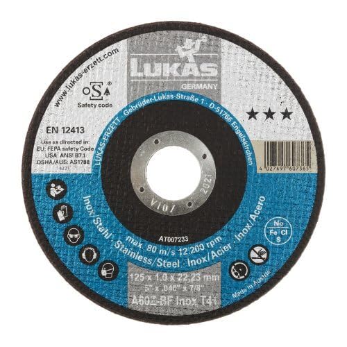 LUKAS ERZETT 25 discos de corte T41 para acero inoxidable 150 x 1,6 mm recto, para amoladora angular, A46Z-BF - 19 x 19 x 7 cm