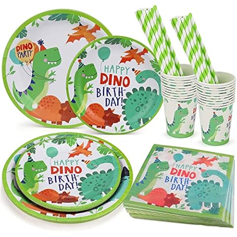 hicoosee Dinosaur Party Tableware Set for 20 Cover