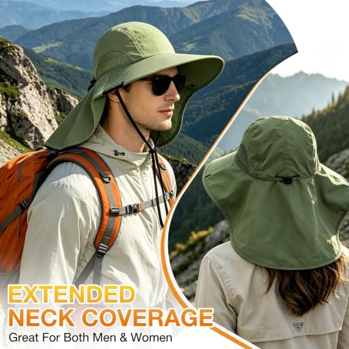 Image of Solaris Sun Hat with Neck Flap, UPF 50 Sun Protection Lightweight Sun Cap for Men Women, Wide Brim Hat for Fishing Hiking