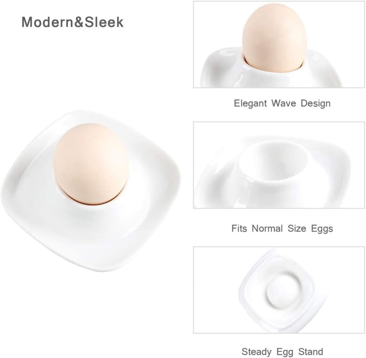 2pcs Ceramic Egg Cup Holder for Soft Boiled Eggs Breakfast