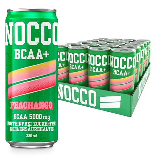 NOCCO BCAA Energy Drink – Zuckerfreies, Veganes Funktionsgetränk mit Aminosäuren und Vitaminen – Mango- und Pfirsichgeschmack, 24 x 330ml inkl. Pfand (Peachango)