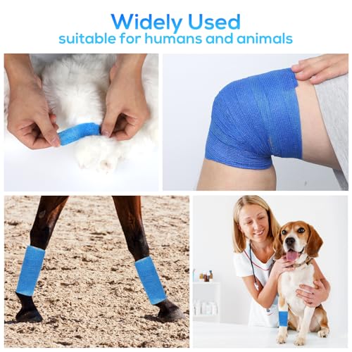 AiQInu 12 Rollen Selbstklebender Verband, 2.5cm x 4.5m, Hypoallergen, Atmungsaktiv, Fixierbinde, Elastische Bandage, Selbstklebende Elastische Binden, für Katze, Hund, Pferd Bein Klebeverband