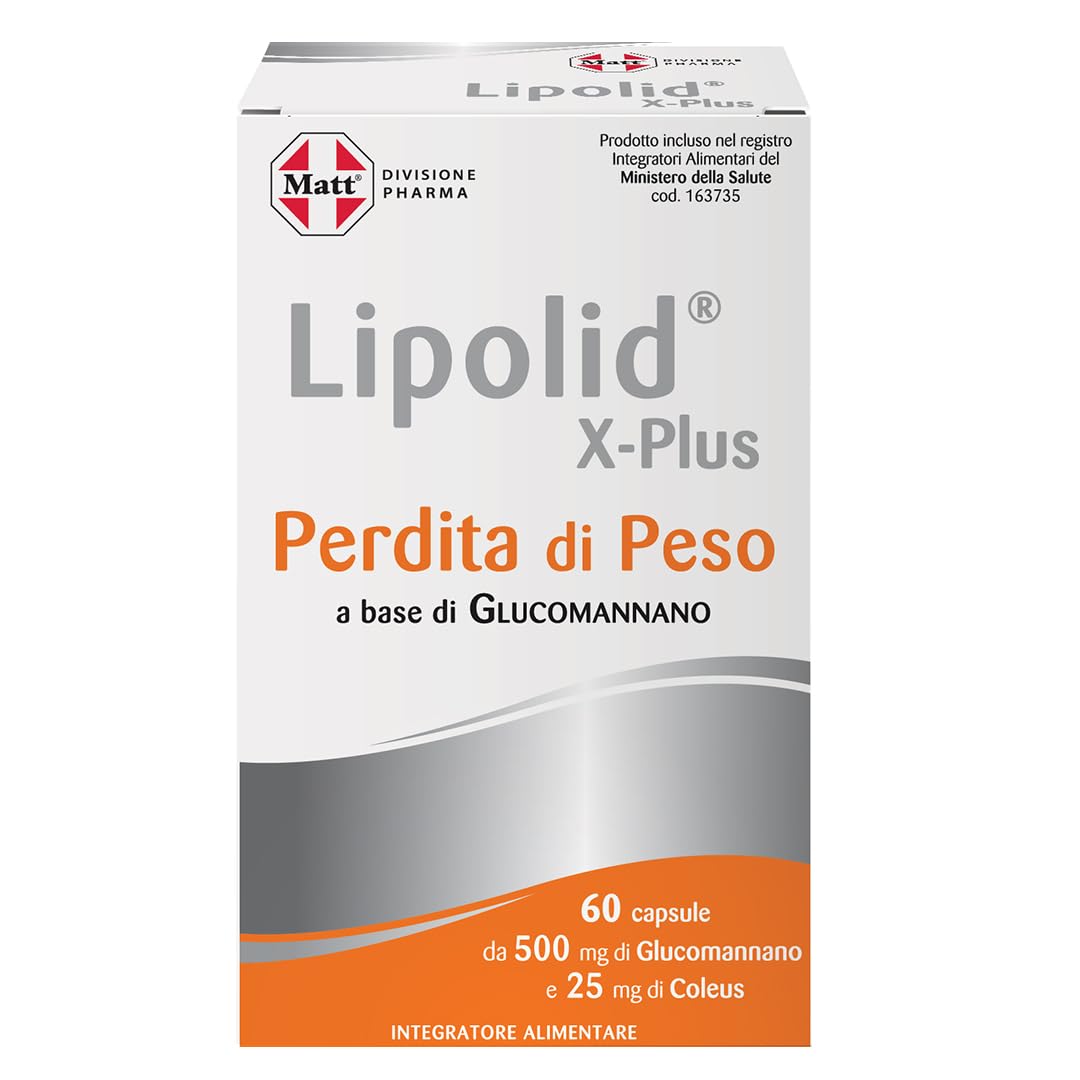Matt, Lipolid X-​Plus, Integratore Alimentare a Base di Glucomannano con Coleus, Ideale per una Dieta Ipocalorica, Aumenta il Senso di Sazietà, Senza Glutine, Confezione da 60 Compresse