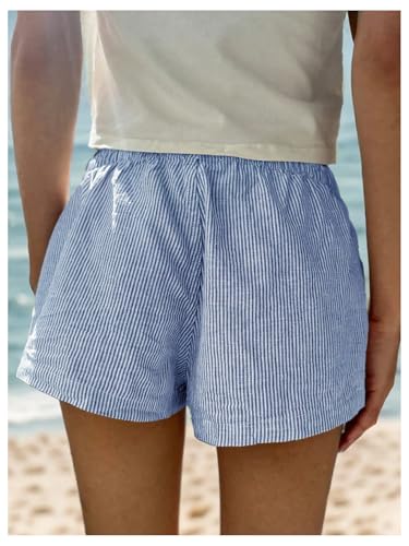 Women's Boxer Shorts Striped Straight Leg Low Rise Baggy Shorts Lounge Pajama Bottoms Shorts2