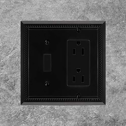 Image of Henne Bery Sunken Pearls Heavy Duty Decorative Wall Plate Switch Plate Outlet Cover (Toggle /Decorator, Matte Black)