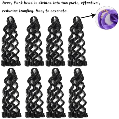EFFGOCO 8 Packs French Curl Braiding Hair 20 Inch 100g/Pack Black French Curly Braiding Hair Bouncy Spanish Curly Braids Hair Loose Wavy Synthetic Braid Hair Extensions for Women (20Inch, #1B) - 5