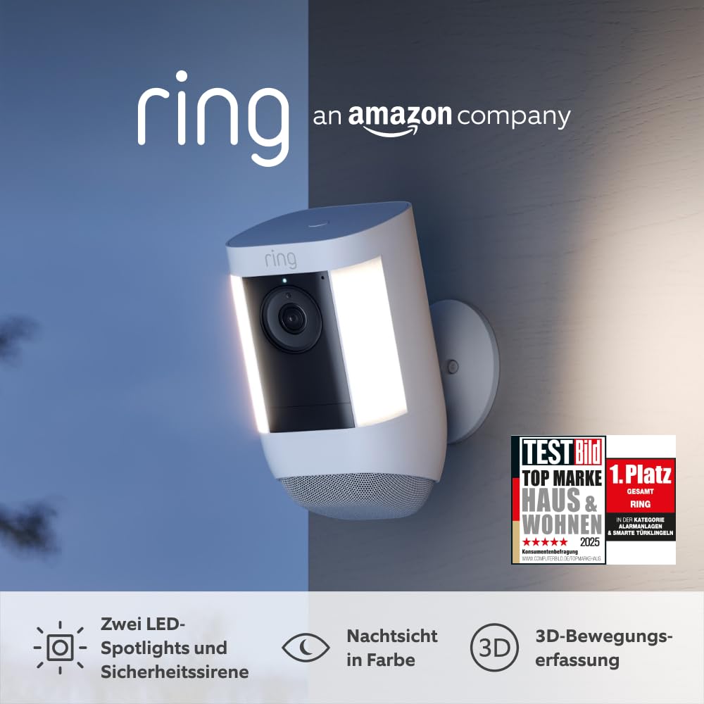 Ring Spotlight Kamera Pro Akku (Spotlight Cam Pro Battery) | 2K-Video mit Ring Vision, 3D-Bewegungserfassung, LED-Spotlights… – Ansicht 2