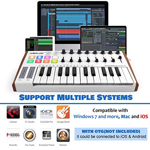 image for Midi Controller, lotmusic Worlde TUNA PANDA MINI 25 Keys Portable USB 