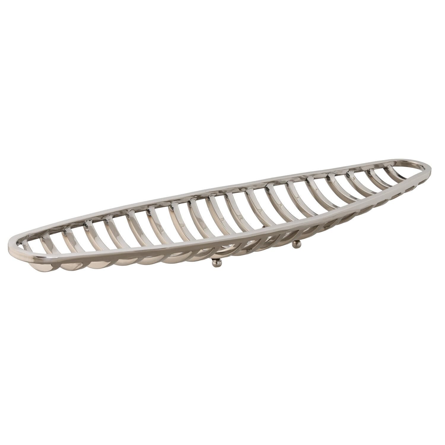 Centre de table canoë argenté en acier 51x12x6 cm pour décoration chic