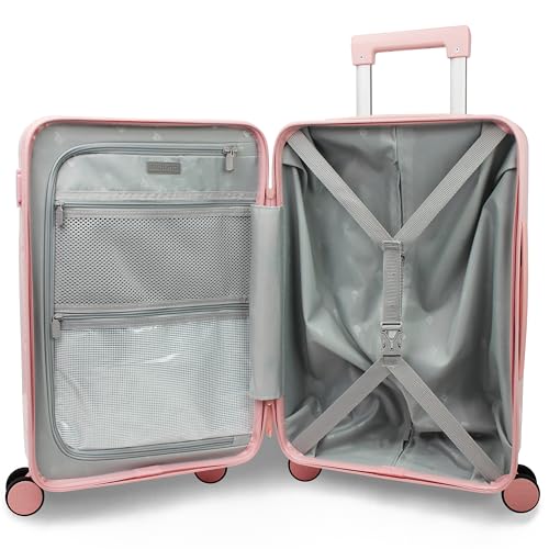 World Traveler Dejuno Smart 20-Inch Carry-On Luggage with USB Ports - Pink4