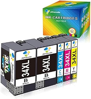 34XL Ink Cartridges Replacement for Epson 34 XL Ink Cartridge Compatible with Epson WorkForce Pro WF-3720 WF-3725 WF-3720DWF WF-3725DWF by Jettruemedia (5pack)