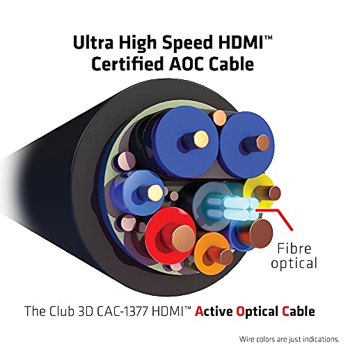 Image of Club 3D CAC-1377 Ultra High Speed HDMI 2.1 Certified 4K 120Hz 8K 60Hz M /M Active Fibert Optical Cable 15m -49.2ft