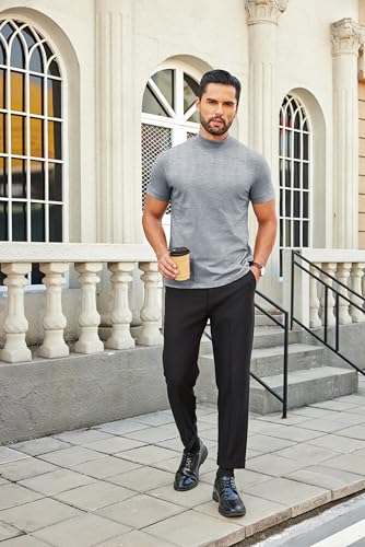 Image of COOFANDY Mens Mock Turtleneck Shirts Casual Premium Cotton Short Sleeve Shirt Basic Half Neck T-Shirts