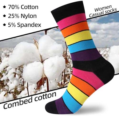 Fashion Features Crew Cotton Socks for Women Running Athletic Patter White Black Dress Womens Socks size 9-11/7-93