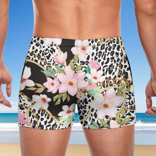 Boxer de bain léopard fleurs homme confortable qui sèche vite