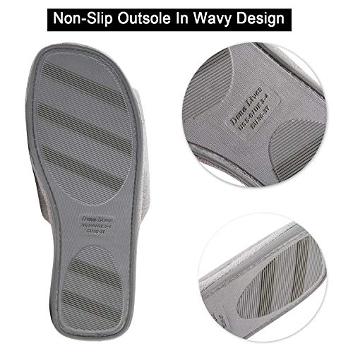 DL Open Toe Slippers for women Indoor, Cozy Memory Foam Womens House Slippers Summer Slip On, Comfy Soft Flannel Womens Bedroom Slippers Slide Breathable Size 5-6 7-8 9-104