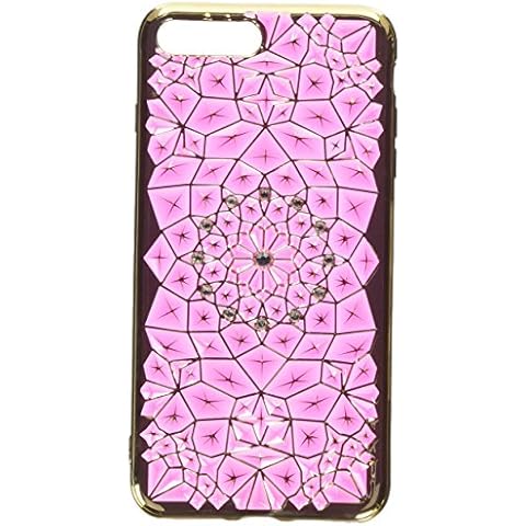 Asmyna (Transparent Red Diamante Candy Skin Cover for Apple iPhone 7 Plus - Electroplated Gold Sunflower Cover