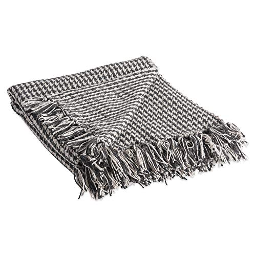 DII California Casual Houndstooth Woven Throw, Black, 50x60