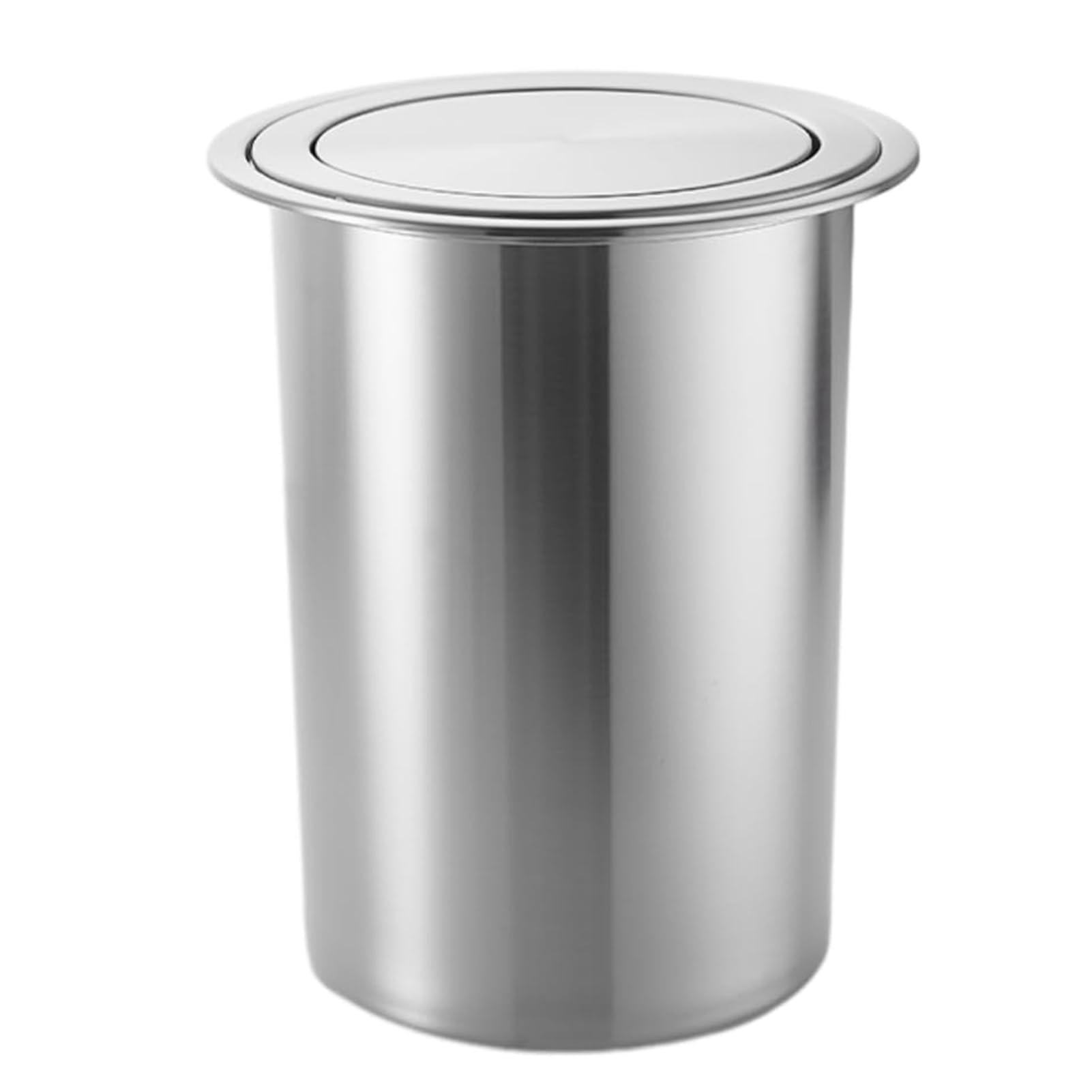 DFGHNBVC Stainless Steel Trash Can Countertop Built-In Bin Balance Flap Cover, Round Recessed Counter Top Lid, Kitchen Cabinet Embedded Trash Bin Chute,9L D,12L A