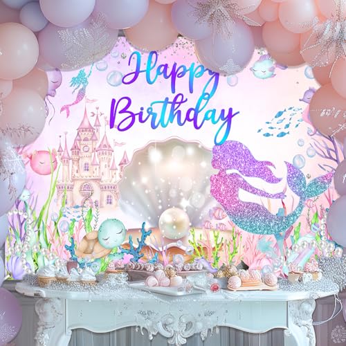 Fondo Fiesta Sirena 7x5ft Decoración Cumpleaños miniatura 3