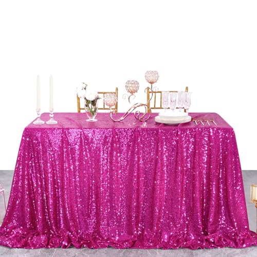 Image of B-Cool Rectangle Tablecloth Party Hot Pink Tablecloths Fuchsia Sequin Tablecloth for Wedding Party Banquet Sequin Tablecloths