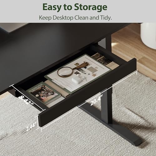 Image of Agilestic Electric Standing Desk with Drawers, 47.8 x 24 Inches Height Adjustable Desk, Stand up Computer Table with Memory Preset, for Work Office Home, Black