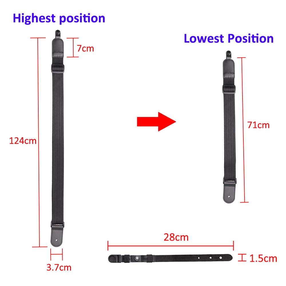 Image secondaire de rayzm sangle pour ukulélé, bandoulière en nylon antidérapant souple pour ukulélé ou guitare de petite taille, longueur ajustable